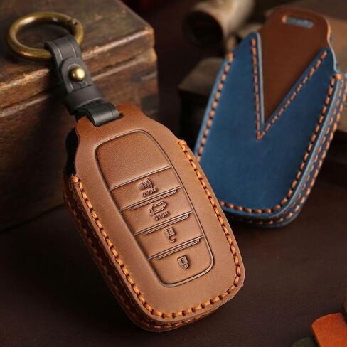 Premium Leather 4-Button Key Fob Cover Case with Keychain Compatible with Toyota Tundra Venza Corolla 2021 2022 2023 2024 (Black) in Saudi Arabia