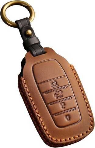 Premium Leather 4-Button Key Fob Cover Case with Keychain Compatible with Toyota Tundra Venza Corolla 2021 2022 2023 2024 (Black) in Saudi Arabia