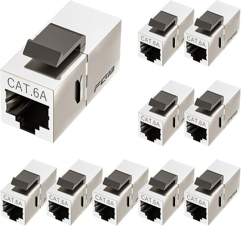 FGB 25 حزمة Cat6 مقرنة كيستون محمية، أنثى إلى أنثى RJ45 كيستون جاك، إيثرنت كيستون مقرنة باللون الفضي in Kuwait