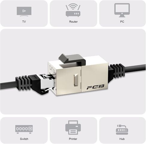 FGB 25 حزمة Cat6 مقرنة كيستون محمية، أنثى إلى أنثى RJ45 كيستون جاك، إيثرنت كيستون مقرنة باللون الفضي in Kuwait