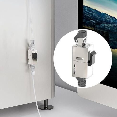 FGB 25 حزمة Cat6 مقرنة كيستون محمية، أنثى إلى أنثى RJ45 كيستون جاك، إيثرنت كيستون مقرنة باللون الفضي in Kuwait
