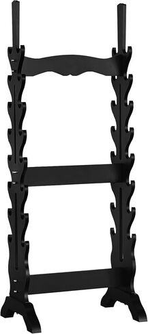 uyoyous 16 طبقة عرض السيف، حامل أرضي مزدوج الجانب، حامل عرض سيف الساموراي الخشبي، حامل سيف كاتانا الأسود للسيوف، ونوادي جلوف، وقضبان الأسماك in Kuwait