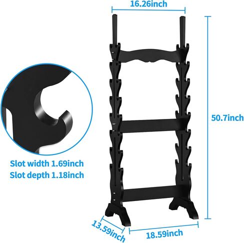 uyoyous 16 طبقة عرض السيف، حامل أرضي مزدوج الجانب، حامل عرض سيف الساموراي الخشبي، حامل سيف كاتانا الأسود للسيوف، ونوادي جلوف، وقضبان الأسماك in Kuwait