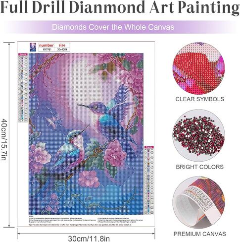 MEIYUDA Diamond Painting Kits for Adults,5D DIY Hummingbird Diamond Art Kits,Diamond Painting Kits for Adults Beginners Animal,Full Drill Gem Art and Crafts for Home Wall Decor Gift 12 X16 Inch,Birds in Saudi Arabia