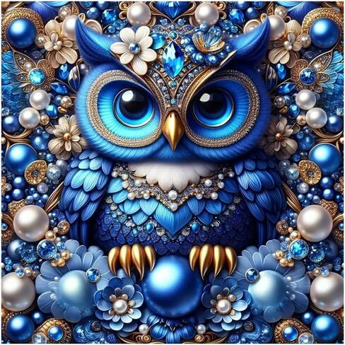 hill froeistung 5D Blue Owl Diamond Art Painting Kits for Adults,Flower Diamond Art, DIY Full Drill Pearl Diamond Art Painting Set for Home Wall Decor Gifts (12X12 inch) in Saudi Arabia