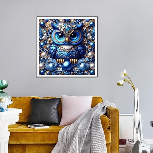 hill froeistung 5D Blue Owl Diamond Art Painting Kits for Adults,Flower Diamond Art, DIY Full Drill Pearl Diamond Art Painting Set for Home Wall Decor Gifts (12X12 inch) in Saudi Arabia