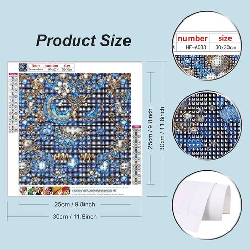 hill froeistung 5D Blue Owl Diamond Art Painting Kits for Adults,Flower Diamond Art, DIY Full Drill Pearl Diamond Art Painting Set for Home Wall Decor Gifts (12X12 inch) in Saudi Arabia