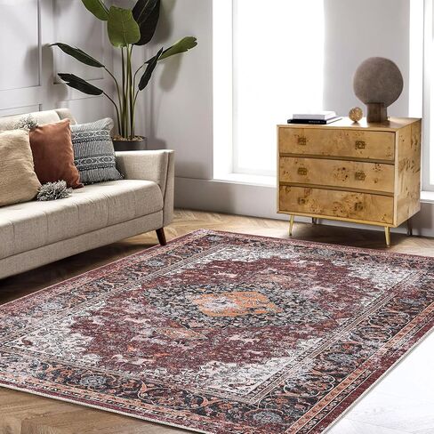 Small Area Rug 2x3 Washable Entryway Doormat Vintage Area Rug Boho Distressed Rug Indoor Floor Carpet Accent Rug for Living Room Bedroom Kitchen, Blue in Saudi Arabia