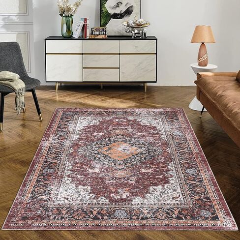 Small Area Rug 2x3 Washable Entryway Doormat Vintage Area Rug Boho Distressed Rug Indoor Floor Carpet Accent Rug for Living Room Bedroom Kitchen, Blue in Saudi Arabia