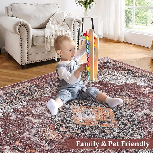 Small Area Rug 2x3 Washable Entryway Doormat Vintage Area Rug Boho Distressed Rug Indoor Floor Carpet Accent Rug for Living Room Bedroom Kitchen, Blue in Saudi Arabia