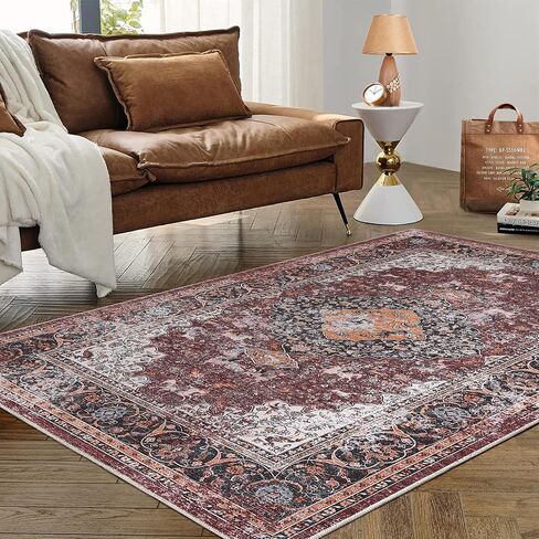 Small Area Rug 2x3 Washable Entryway Doormat Vintage Area Rug Boho Distressed Rug Indoor Floor Carpet Accent Rug for Living Room Bedroom Kitchen, Blue in Saudi Arabia