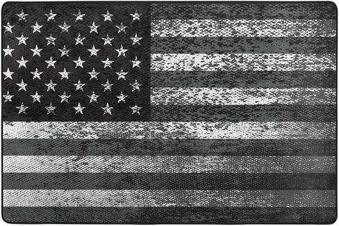 4th of July American Flag Area Rug Black Grunge USA Flag Polyester Carpet Rugs Floor Mat for Living Dining Dorm Room Bedroom Home Decor 36"×24" in Saudi Arabia