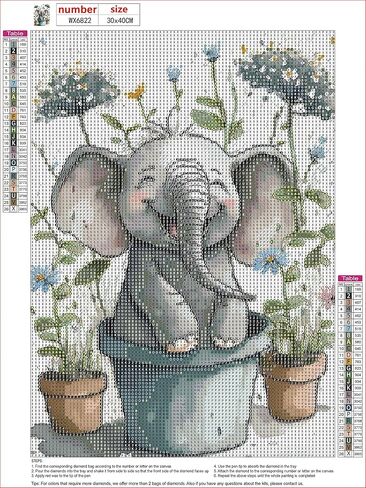 MXJSUA Happy Cute Baby Elephant Diamond Art Painting Kits for Adults, Full Drill Diamond Dots Paintings, Round 5D Paint with Diamonds Picture Gem Art Painting Kits DIY Crafts Kits 12x16 Inch in Saudi Arabia