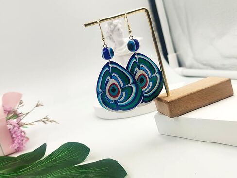 Evil Eye Dangle Earrings for Women, Boho Blue White Acrylic Evil Eye Earrings, Geometric Evil Eye Lucky Amulet Protection Earrings in Saudi Arabia