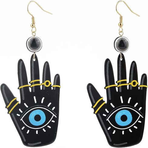 Evil Eye Dangle Earrings for Women, Boho Blue White Acrylic Evil Eye Earrings, Geometric Evil Eye Lucky Amulet Protection Earrings in Saudi Arabia