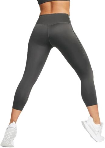 Nike Go Women's Firm-Support High-Waisted 7/8 Leggings with Pockets, Dark Gray, M Regular US in Saudi Arabia