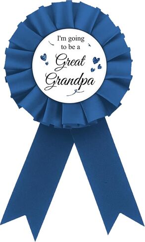 Blue Great Grandpa To Be Tinplate Badge, Gender Reveal Button Pin, Baby Shower Rosette Badge Pin for Great Grandparents, Brooch Buttons for Newborn Baby/Welcome Baby Party in Saudi Arabia