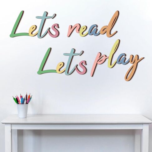 1 Set Let's Play Let's Read Sign Reading Nook Decor Wooden Read Sign Reading Corner Decor Play Sign Wall Letters for Kids Room Nursery Wall Decor for Classroom Library Family Playroom in Saudi Arabia
