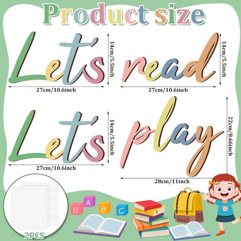 1 Set Let's Play Let's Read Sign Reading Nook Decor Wooden Read Sign Reading Corner Decor Play Sign Wall Letters for Kids Room Nursery Wall Decor for Classroom Library Family Playroom in Saudi Arabia