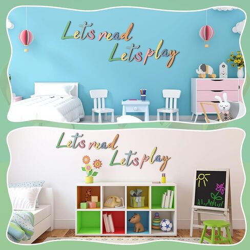 1 Set Let's Play Let's Read Sign Reading Nook Decor Wooden Read Sign Reading Corner Decor Play Sign Wall Letters for Kids Room Nursery Wall Decor for Classroom Library Family Playroom in Saudi Arabia
