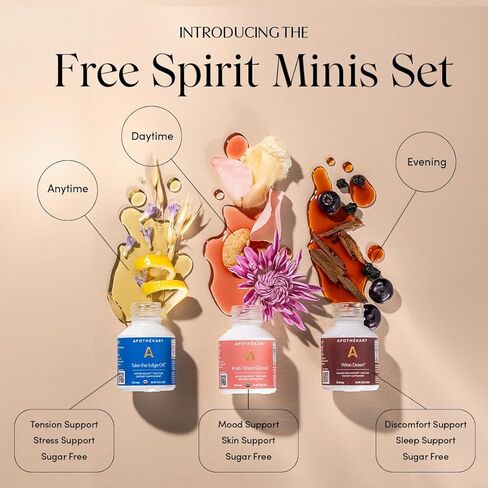 مجموعة Apothékary Free Spirit Minis Set صبغات عشبية، مستوحاة من النبيذ الأحمر والأبيض والوردي، خالية من السكر، 45 وجبة in Kuwait