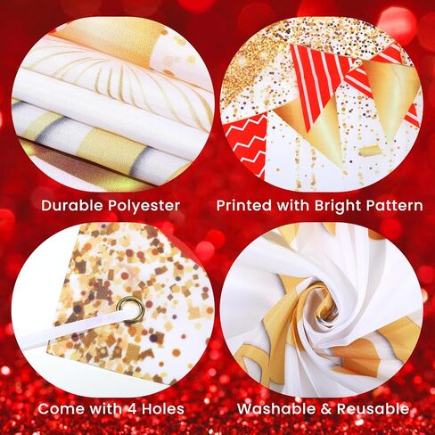 Red Gold Anniversary Party Decorations Happy Anniversary Door Cover Banner and 18Pcs Red Gold Happy Anniversary Balloons Anniversary Backdrop Background for Wedding Anniversary Party Supplies in Saudi Arabia