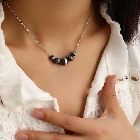 Vintage Navajo Pearl Pendant Necklace Boho Navajo Pearl Necklace Western CowWomen Choker Necklace Silver Punk Navajo Pearl Bead Chian Necklace Jewelry for Women in Saudi Arabia