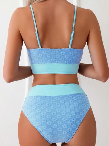 SOLY HUX Bikini Sets for Women Color Block Floral Print High Waisted Bathing Suits Two Piece Swimsuit in Saudi Arabia