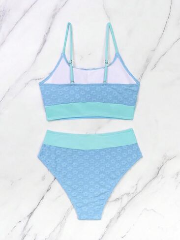 SOLY HUX Bikini Sets for Women Color Block Floral Print High Waisted Bathing Suits Two Piece Swimsuit in Saudi Arabia