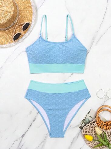 SOLY HUX Bikini Sets for Women Color Block Floral Print High Waisted Bathing Suits Two Piece Swimsuit in Saudi Arabia