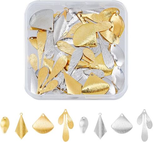 SUPERFINDINGS 64Pcs 4 Styles Stamping Blank Tags 2 Colors Brass Blank Charms Pendants Metal Teardrop Flat Round Triangle Oval Tag Charms Pendants for Jewelry Making Crafting,Hole: 1~1.2mm in Saudi Arabia