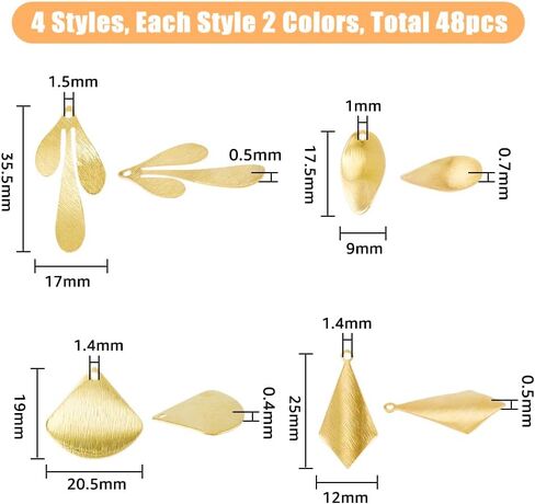SUPERFINDINGS 64Pcs 4 Styles Stamping Blank Tags 2 Colors Brass Blank Charms Pendants Metal Teardrop Flat Round Triangle Oval Tag Charms Pendants for Jewelry Making Crafting,Hole: 1~1.2mm in Saudi Arabia
