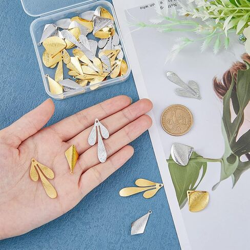 SUPERFINDINGS 64Pcs 4 Styles Stamping Blank Tags 2 Colors Brass Blank Charms Pendants Metal Teardrop Flat Round Triangle Oval Tag Charms Pendants for Jewelry Making Crafting,Hole: 1~1.2mm in Saudi Arabia