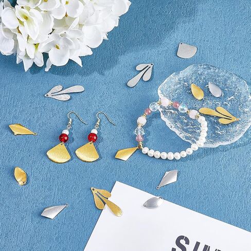 SUPERFINDINGS 64Pcs 4 Styles Stamping Blank Tags 2 Colors Brass Blank Charms Pendants Metal Teardrop Flat Round Triangle Oval Tag Charms Pendants for Jewelry Making Crafting,Hole: 1~1.2mm in Saudi Arabia