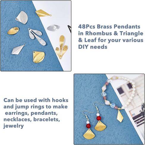 SUPERFINDINGS 64Pcs 4 Styles Stamping Blank Tags 2 Colors Brass Blank Charms Pendants Metal Teardrop Flat Round Triangle Oval Tag Charms Pendants for Jewelry Making Crafting,Hole: 1~1.2mm in Saudi Arabia