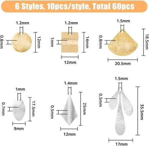 SUPERFINDINGS 64Pcs 4 Styles Stamping Blank Tags 2 Colors Brass Blank Charms Pendants Metal Teardrop Flat Round Triangle Oval Tag Charms Pendants for Jewelry Making Crafting,Hole: 1~1.2mm in Saudi Arabia