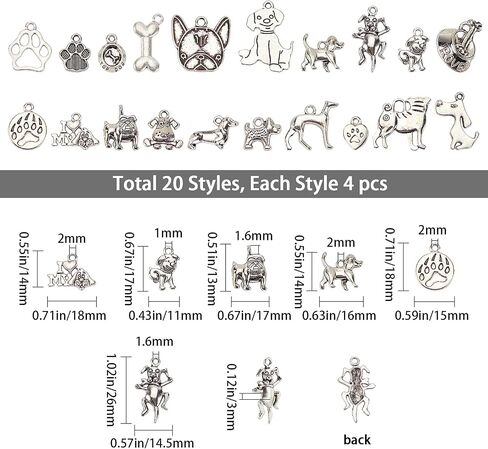 SUNNYCLUE 72pcs 12 أنماط سبائك التبتية الحيوانات الكلاب سحر المعلقات الحيوانات الأليفة جرو الكلب الخرز سحر مع ثقب DIY سوار قلادة صنع المجوهرات، الفضة العتيقة in Saudi Arabia
