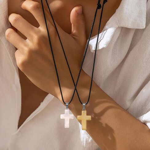 10 قطع قلادة الحجر الطبيعي كريستال الصليب سحر شفاء كريستال الكوارتز شقرا الريكي الأحجار الكريمة الصليب عيد الفصح عيد مبارك رمضان DIY قلادة سوار القرط صنع المجوهرات in Kuwait