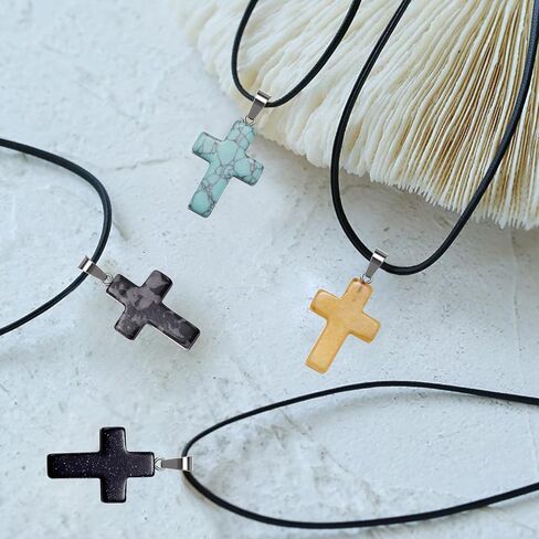 10 قطع قلادة الحجر الطبيعي كريستال الصليب سحر شفاء كريستال الكوارتز شقرا الريكي الأحجار الكريمة الصليب عيد الفصح عيد مبارك رمضان DIY قلادة سوار القرط صنع المجوهرات in Kuwait