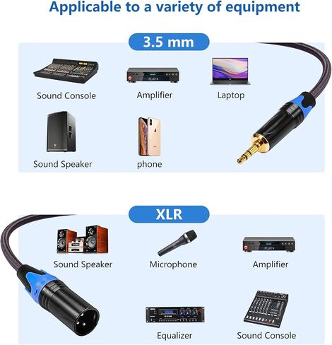 XLR Male to 3.5mm Stereo Male to XLR Male Audio Cable, SKAPADEN Black 3 feet in Saudi Arabia