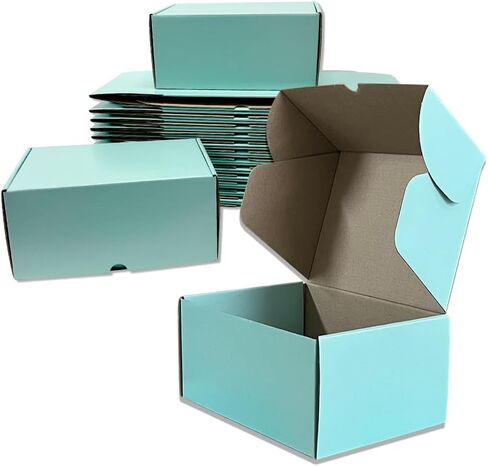 9x6x4 Inches Shipping Boxes Set - (25 Pack) Mint Cyan Blue Corrugated Cardboard Mailer Boxes for Packing Small Business Mailing Gift in Saudi Arabia