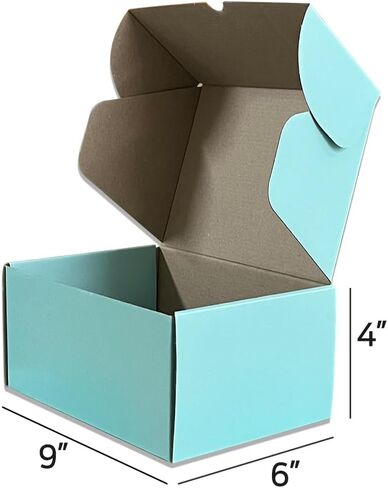 9x6x4 Inches Shipping Boxes Set - (25 Pack) Mint Cyan Blue Corrugated Cardboard Mailer Boxes for Packing Small Business Mailing Gift in Saudi Arabia