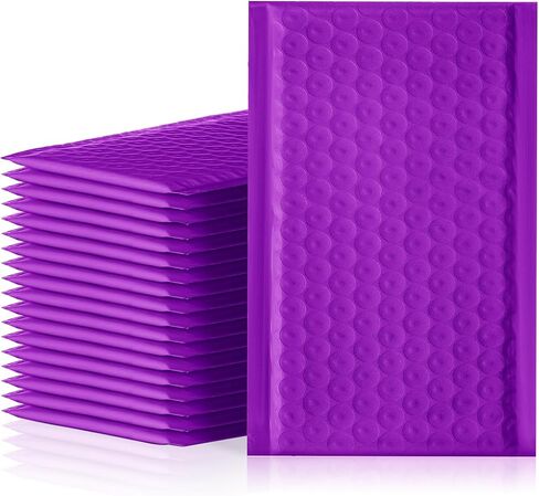 200 Pcs Bubble Mailer 4 x 8 Inch Poly Padded Envelope Self Adhesive Shipping Bubble Envelopes Waterproof Bubble Packaging Envelopes for Shipping, Mailing, Packaging, Small Business (Purple) in Saudi Arabia