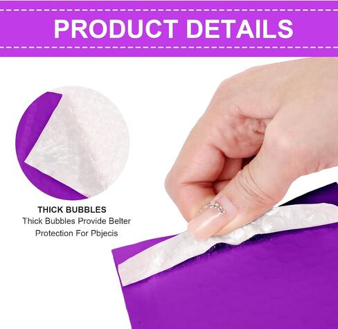 200 Pcs Bubble Mailer 4 x 8 Inch Poly Padded Envelope Self Adhesive Shipping Bubble Envelopes Waterproof Bubble Packaging Envelopes for Shipping, Mailing, Packaging, Small Business (Purple) in Saudi Arabia