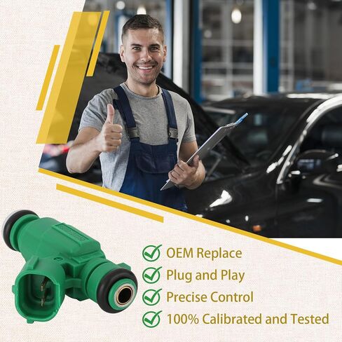 حاقن الوقود 35310-37150، متوافق مع/Hyundai Accent 1.6L-L4، Tiburon Sonata Tucson Santa Fe 2.5L/2.7L-V6، متوافق مع/Kia Rio Optima Sportage Magentis 2001 2002 2003 2004 |4 فتحات| |مجموعة من 6| in Saudi Arabia