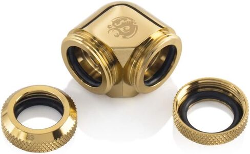 Bitspower Dual Enhance Multi-Link Adapter Fitting for 14mm OD Rigid Tubing, 90 Degree Angle, True Brass in Saudi Arabia