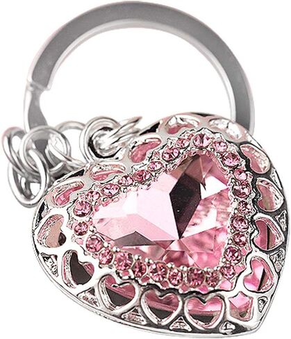 Z637 Crystal Pink Heart Love Pendant Charm Big Key Ring Keychain in Saudi Arabia