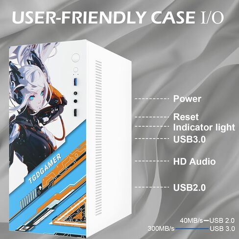 حافظة matx، حافظة itx، حافظة كمبيوتر Micro ATX للمكتب، تدعم MATX، Mini-ITX، حافظة Micro ATX رفيعة مع منفذ USB2.0x2 I/O، أسود بدون مراوح، أبيض in Kuwait