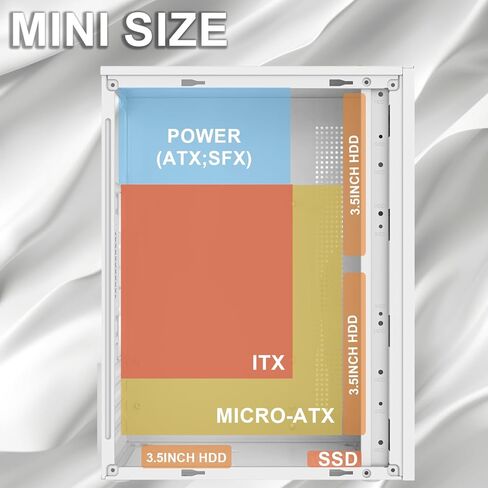 حافظة matx، حافظة itx، حافظة كمبيوتر Micro ATX للمكتب، تدعم MATX، Mini-ITX، حافظة Micro ATX رفيعة مع منفذ USB2.0x2 I/O، أسود بدون مراوح، أبيض in Kuwait