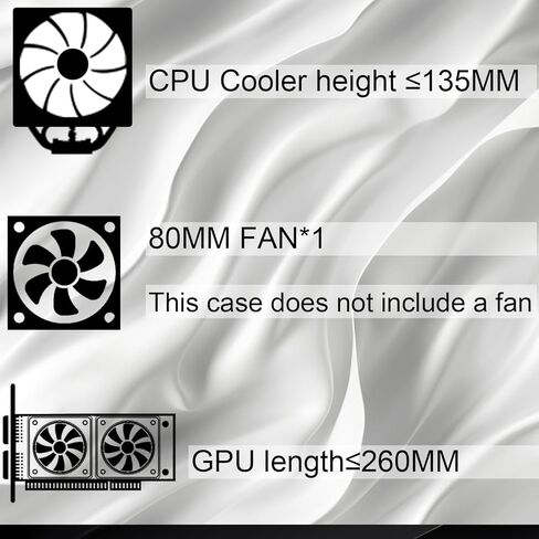 حافظة matx، حافظة itx، حافظة كمبيوتر Micro ATX للمكتب، تدعم MATX، Mini-ITX، حافظة Micro ATX رفيعة مع منفذ USB2.0x2 I/O، أسود بدون مراوح، أبيض in Kuwait